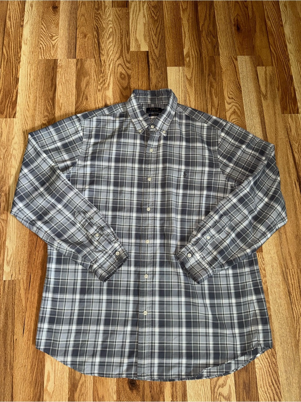 Polo Ralph Lauren Men’s XL Classic Fit Performance Button-Down Shirt Gray Plaid